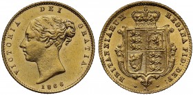 AU55 Victoria (1837-1901), gold Half Sovereign, 1866, die number 33 on reverse, second young head left, type A2, date below, VICTORIA DEI GRATIA, toot...