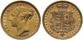 AU58 Victoria (1837-1901), gold Half Sovereign, 1880, no die number on reverse, fifth young head left, type A5, date below, VICTORIA DEI GRATIA, tooth...