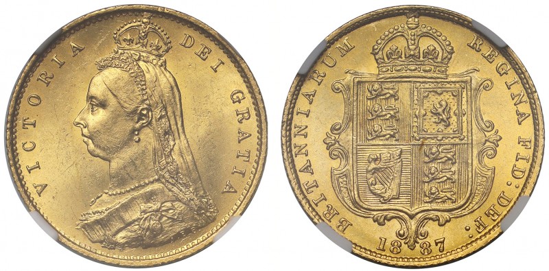 MS64 Victoria (1837-1901), gold Half Sovereign, 1887, Jubilee type crowned bust ...