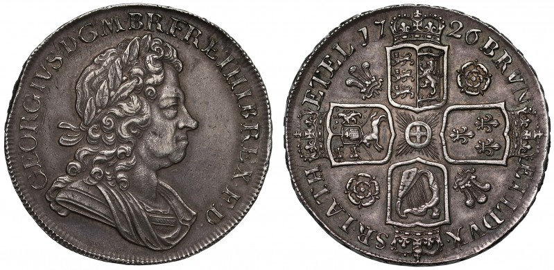 George I (1714-27), silver Crown, 1726, laureate and draped bust right, Latin le...