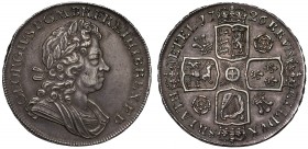 George I (1714-27), silver Crown, 1726, laureate and draped bust right, Latin legend and toothed border surrounding, GEORGIVS. D. G. M. BR. FR. ET. HI...