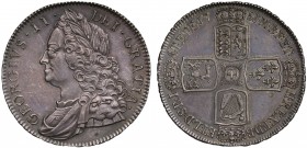 AU58 George II (1727-60), silver Crown, 1751, older laureate and draped bust left, legend surrounding, GEORGIUS.II. DEI.GRATIA., toothed border around...
