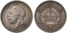 George V (1910-36), 0.500 silver Wreath Type Crown, 1928, bare head left, BM raised on truncation for engraver Bertram Mackennal, Latin legend and too...