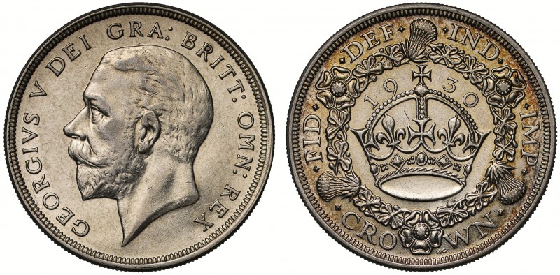 George V (1910-36), 0.500 silver Wreath Type Crown, 1930, bare head left, BM rai...