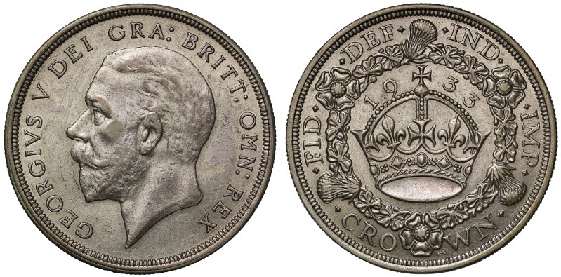 George V (1910-36), 0.500 silver Wreath Type Crown, 1933, bare head left, BM rai...