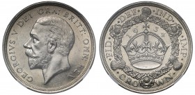 AU58 George V (1910-36), 0.500 silver Wreath Type Crown, 1934, bare head left, BM raised on truncation for engraver Bertram Mackennal, Latin legend an...