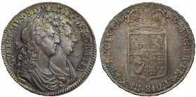 MS61 William and Mary (1688-94), silver Halfcrown, 1689, first conjoined busts right, legend surrounding, GVLIELMVS. ET. MARIA. DEI. GRATIA, toothed b...