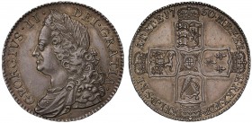 AU58 George II (1727-60), silver Halfcrown, 1750, older laureate and draped bust left, legend and toothed border surrounding, GEORGIVS.II. DEI.GRATIA....