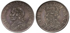 MS60 Oliver Cromwell (d.1658), silver Shilling, 1658, laureate and draped bust left, raised die flaw at top of forehead, legend and toothed border sur...