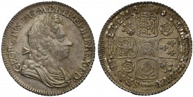 MS63 George I (1714-27), silver Shilling, 1718, first laureate and draped bust right, Latin legend and toothed border surrounding, GEORGIVS. D. G. M. ...