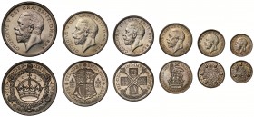 George V (1910-36), 6-piece 0.500 silver Proof Set of the new coinage of 1927, consisting of Wreath Crown, Halfcrown, Florin, Shilling and Sixpence, i...