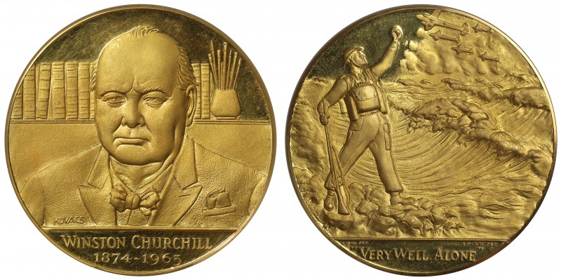 PF66 ULTRA CAMEO Sir Winston Churchill, large gold Medal, 1965, struck in 22ct g...
