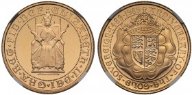 PF69 ULTRA CAMEO Elizabeth II (1952 -), gold proof Half-Sovereign, 1989, struck for the 500th Anniversary of the Sovereign, Queen enthroned facing, se...