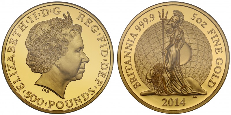 PF70 ULTRA CAMEO Elizabeth II (1952 -), gold proof Britannia Five Hundred Pounds...