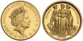 PF70 ULTRA CAMEO FDI Elizabeth II (1952 -), gold proof Five Hundred Pounds, 2020, 5 Ounces of 999.9 fine gold, from the Great Engravers series, commem...