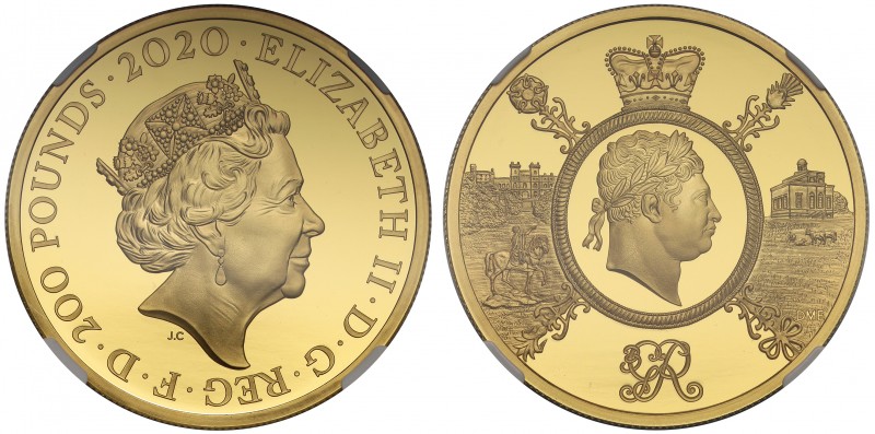 PF70 ULTRA CAMEO FDI Elizabeth II (1952 -), gold proof Two Hundred Pounds, 2020,...