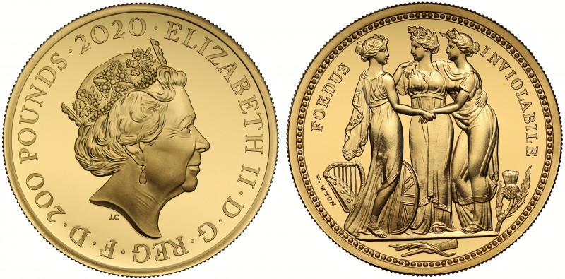 PF70 ULTRA CAMEO FDI Elizabeth II (1952 -), gold proof Two Hundred Pounds, Three...