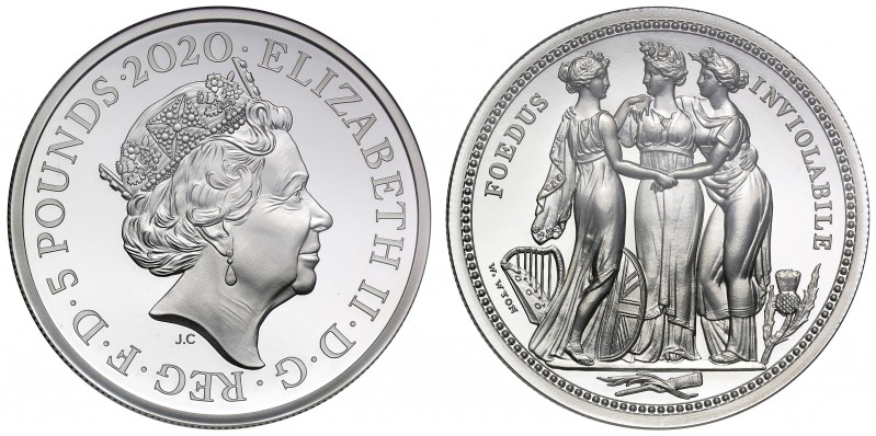 PF70 ULTRA CAMEO FDI Elizabeth II (1952 -), silver proof Five Pounds, 2020, 2oz ...