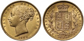 AU58 Australia, Victoria (1837-1901), gold Sovereign, 1884, Sydney mint, shield reverse, young head left, Latin legend and toothed border surrounding,...