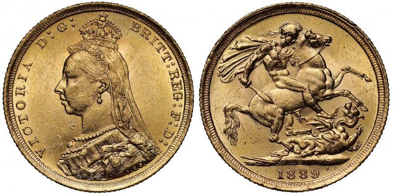 MS62 Australia, Victoria (1837-1901), gold Sovereign, 1889, Sydney mint, Jubilee...