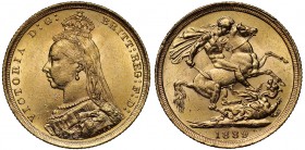 MS62 Australia, Victoria (1837-1901), gold Sovereign, 1889, Sydney mint, Jubilee-type crowned bust left, J.E.B. initials on truncation for engraver Jo...