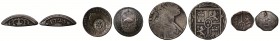 British West Indies. Group of Fractional Spanish Reale Coinage (3). Barbados, silver Plug, undated (1791-99), cut from a segment of an Eight-Reales of...