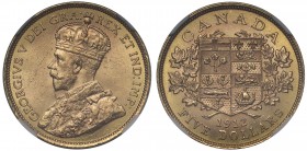 MS62 Canada, George V (1910-36), gold 5-Dollars, 1912, Ottawa mint (F 4; KM 26). In NGC holder graded MS62.

NGC Certification 5880739-001

Estima...