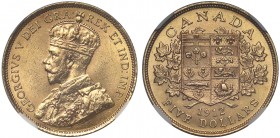 MS61 Canada, George V (1910-36), gold 5-Dollars, 1912, Ottawa mint (F 4; KM 26). In NGC holder graded MS61.

NGC Certification 5880739-010

Estima...