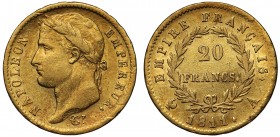 France, First Empire, Napoléon I (1804-1814), gold 20-Francs, 1811-A, Paris mint, laureate head left, DROZ F. on truncation, engraver's signature belo...