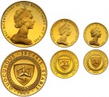 Isle of Man, Elizabeth II (1952-), 3-piece gold proof Set, 1965, struck to commemorate the Bicentenary of the Revestment Act, Five Pounds, Sovereign a...