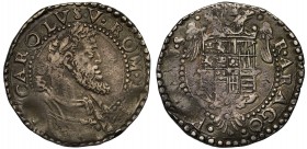 Italy, Naples, Charles V, Holy Roman Emperor, as King of Italy (1530-56), silver ½-Ducato, CAROLVS·V·ROM [IM], bust right, rev. R·ARAGO· - [VTRIVS]·S,...