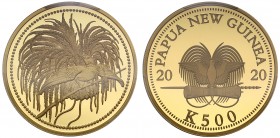 PR70 DEEP CAMEO Papua New Guinea, gold proof 500 Kina, 2020, struck in 999.9 fine gold, design engraved after Otto Schultz, elaborate bird of paradise...
