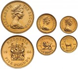 Rhodesia, Elizabeth II (1952-), gold 3-piece proof Set, 1966, Five Pounds, One-Pound and Ten-Shillings, bust right, legend surrounding, ELIZABETH THE ...