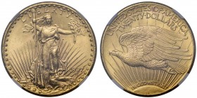 MS62 USA, gold Twenty Dollars or Double Eagle, 1927, Philadelphia mint, engraved by August St. Gaudens, Liberty standing holding torch and olive wreat...