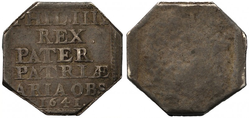 France, obsidional coinage, Aire-sur-la-Lys, uniface, octagonal, silver Livre Kl...