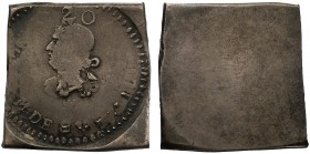 Spanish Netherlands, obsidional coinage, Tournai, silver 20-Sols, 1709, denomination, M. DE SVRVILLE, bust of Marshall de Surville left, all within be...