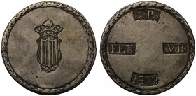 Spain, Tarragona, Ferdinand VII (1808-33), silver 5-Pesetas, 1809, punchmarks 5.Ps/FER./VII./1809, rev. recessed crowned shield, laurel border and edg...