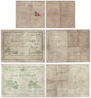 South Africa, Mafeking, banknotes, 1900 (3), 10 Shillings, ‘Commaning’ instead of ‘Commanding’ error (S.654a); 10 Shillings (S.654b); 2 Shillings (S.6...