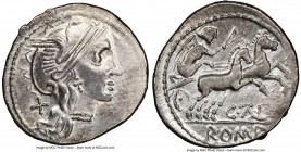DANUBE REGION. Geto-Dacian Tribes. Imitative Roman Republican AR denarius (20mm, 8h) of C. Thalna (ca. 154 BC). NGC XF, brushed. Contemporary Geto-Dac...
