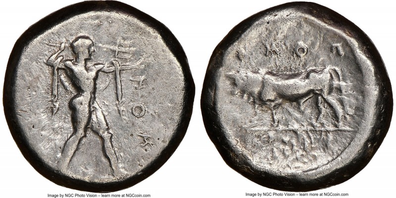 LUCANIA. Poseidonia. Ca. 470-420 BC. AR stater (18mm, 1h). NGC Choice Fine, brus...