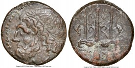 SICILY. Syracuse. Hieron II (ca. 275-215 BC). AE litra (19mm, 9h). NGC XF. Head of Poseidon left, wearing taenia / ΙΕΡΩ-ΝΟΣ/Θ-Φ, trident head, dolphin...