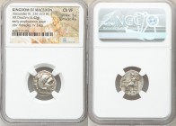 MACEDONIAN KINGDOM. Alexander III the Great (336-323 BC). AR drachm (18mm,4.42gm 12h). NGC Choice VF 5/5 - 4/5. Posthumous issue of Colophon, 310-301 ...
