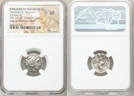 MACEDONIAN KINGDOM. Alexander III the Great (336-323 BC). AR drachm (17mm, 11h). NGC VF. Posthumous issue of 'Colophon', ca. 322-317 BC. Head of Herac...