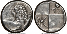 THRACE. Chersonesus. Ca. 4th century BC. AR hemidrachm (13mm). NGC VF. Persic standard, ca. 400-350 BC. Forepart of lion right, head reverted / Quadri...