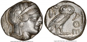 ATTICA. Athens. Ca. 440-404 BC. AR tetradrachm (23mm, 17.20 gm, 7h). NGC MS 4/5 - 4/5. Mid-mass coinage issue. Head of Athena right, wearing crested A...