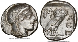 ATTICA. Athens. Ca. 440-404 BC. AR tetradrachm (25mm, 17.17 gm, 9h). NGC Choice AU 5/5 - 2/5, brushed. Mid-mass coinage issue. Head of Athena right, w...