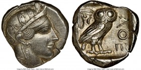 ATTICA. Athens. Ca. 440-404 BC. AR tetradrachm (24mm, 17.18 gm, 4h). NGC AU 5/5 - 4/5, brushed. Mid-mass coinage issue. Head of Athena right, wearing ...