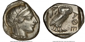ATTICA. Athens. Ca. 440-404 BC. AR tetradrachm (25mm, 17.21 gm, 8h). NGC AU 5/5 - 4/5, brushed. Mid-mass coinage issue. Head of Athena right, wearing ...