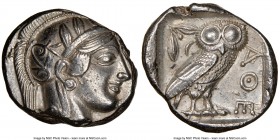 ATTICA. Athens. Ca. 440-404 BC. AR tetradrachm (25mm, 17.17 gm, 12h). NGC AU 4/5 - 4/5. Mid-mass coinage issue. Head of Athena right, wearing crested ...