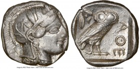 ATTICA. Athens. Ca. 440-404 BC. AR tetradrachm (25mm, 17.22 gm, 10h). NGC AU 4/5 - 3/5, light marks. Mid-mass coinage issue. Head of Athena right, wea...
